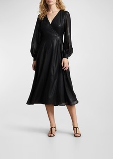 Ralph Lauren: Polo Lame Wrap Cocktail Midi Dress