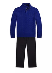 Ralph Lauren: Polo Little Boy's & Boy's Cable-Knit Half-Zip Pullover