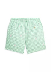 Ralph Lauren: Polo Little Boy's & Boy's Gingham Print Swim Trunks