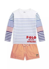 Ralph Lauren: Polo Little Boy's & Boy's Heavyweight Jersey Striped Crewneck T-Shirt