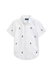 Ralph Lauren: Polo Little Boy's & Boy's Logo Embroidered Oxford Short-Sleeve Shirt