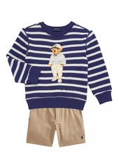 Ralph Lauren: Polo Little Boy's & Boy's Polo Bear Striped Crewneck Sweatshirt