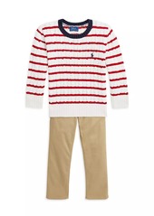 Ralph Lauren: Polo Little Boy's & Boy's Striped Cable-Knit Cotton Sweater