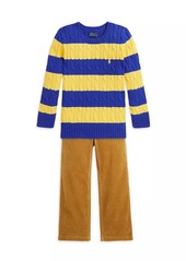 Ralph Lauren: Polo Little Boy's & Boy's Striped Cable-Knit Sweater