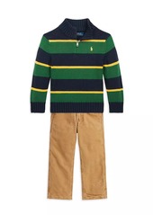 Ralph Lauren: Polo Little Boy's & Boy's Striped Half-Zip Pullover Sweater