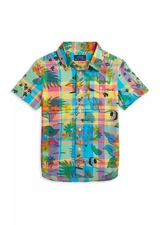 Ralph Lauren: Polo Little Boy's & Boy's Tropical Madras Plaid Short-Sleeve Shirt