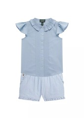 Ralph Lauren: Polo Little Girl's & Girl's Batiste Smock-Collar Shirt