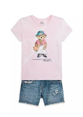 Ralph Lauren: Polo Little Girl's & Girl's Beach Polo Bear Graphic T-Shirt