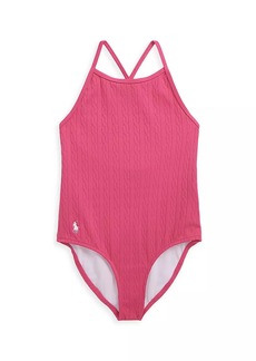 Ralph Lauren: Polo Little Girl's & Girl's Cable-Knit Print One-Piece Swimsuit