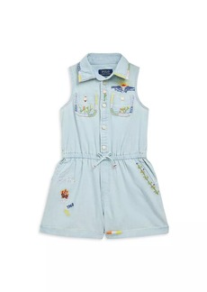 Ralph Lauren: Polo Little Girl's & Girl's Chambray Embroidered Sleeveless Romper