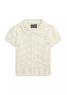 Ralph Lauren: Polo Little Girl's & Girl's Crochet Knit Polo Sweater