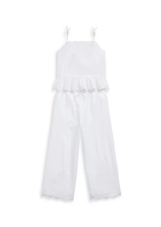 Ralph Lauren: Polo Little Girl's & Girl's Eyelet Cotton Top & Pants Set