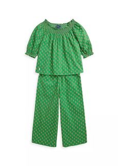 Ralph Lauren: Polo Little Girl's & Girl's Floral Cotton Top & Pants Set