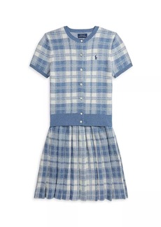 Ralph Lauren: Polo Little Girl's & Girl's Plaid Short-Sleeve Cardigan & Pleated Skirt Set