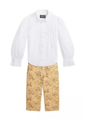 Ralph Lauren: Polo Little Girl's & Girl's Ruffled & Embroidered Cotton Voile Shirt