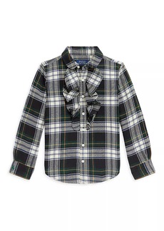 Ralph Lauren: Polo Little Girl's & Girl's Ruffled Plaid Cotton Twill Shirt