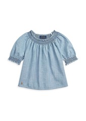 Ralph Lauren: Polo Little Girl's & Girl's Smocked Cropped Chambray Top