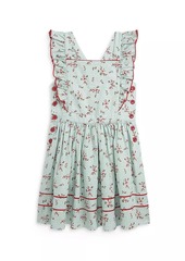 Ralph Lauren: Polo Little Girl's Floral Linen Ruffle-Trim Dress