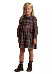 Ralph Lauren: Polo Little Girl's Plaid Hand-Smocked Cotton Twill Dress