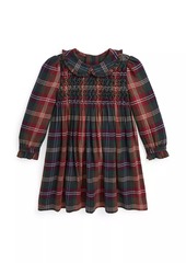 Ralph Lauren: Polo Little Girl's Plaid Hand-Smocked Cotton Twill Dress