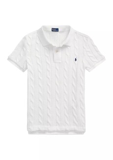 Ralph Lauren: Polo Logo Cable-Knit Cotton Polo Shirt