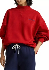 Ralph Lauren: Polo Logo Cotton-Blend Fleece Mock Turtleneck Sweatshirt