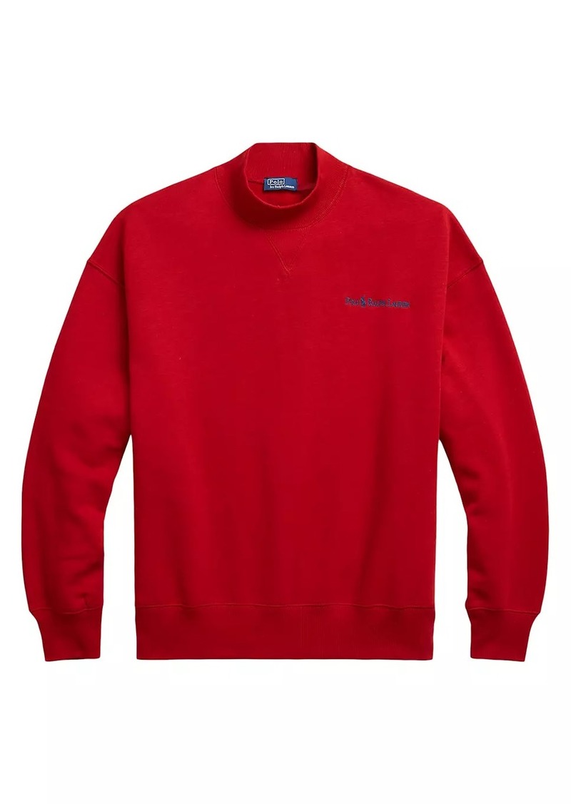 Ralph Lauren: Polo Logo Cotton-Blend Fleece Mock Turtleneck Sweatshirt