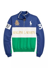 Ralph Lauren: Polo Logo Paneled Cotton Fleece Half-Zip Sweatshirt