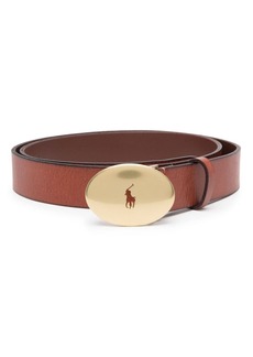 Ralph Lauren: Polo logo-plaque leather belt