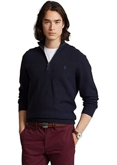 Ralph Lauren Polo Mesh-Knit Cotton 1/4 Zip Sweater