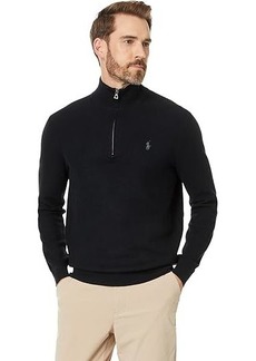 Ralph Lauren Polo Mesh-Knit Cotton 1/4 Zip Sweater