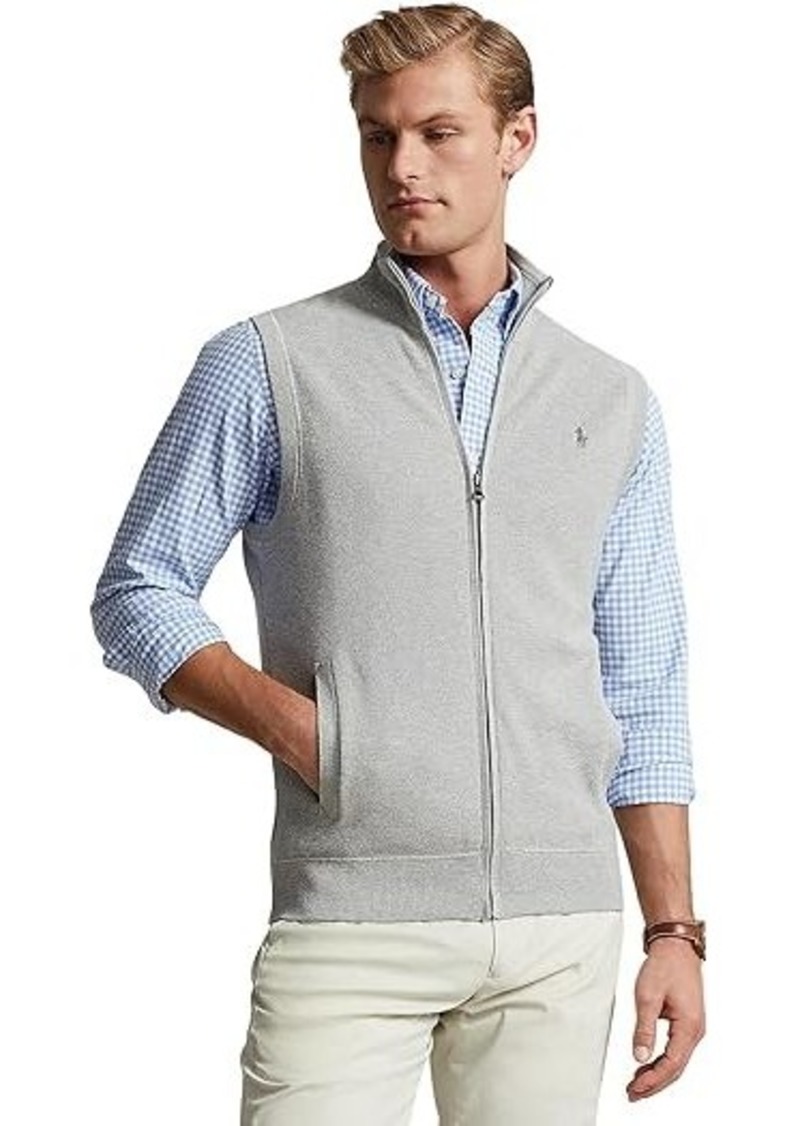 Ralph Lauren Polo Mesh-Knit Cotton Full-Zip Sweater Vest