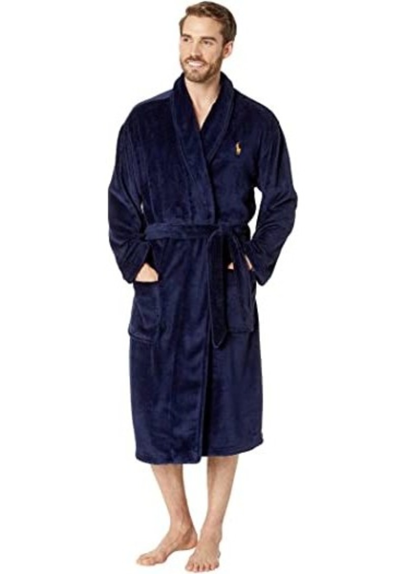 Ralph Lauren Polo Microfiber Plush Long Sleeve Shawl Collar Robe