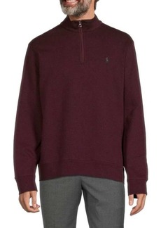 Ralph Lauren Polo Mock Neck Linen Blend Half Zip Sweater