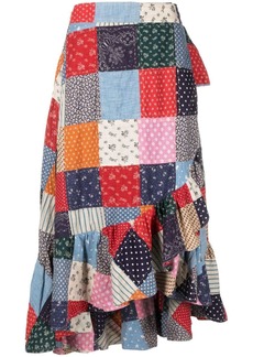 Ralph Lauren: Polo patchwork-design cotton midi skirt