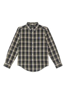 Ralph Lauren: Polo Plaid Brushed Cotton Oxford Shirt (Big Kids)