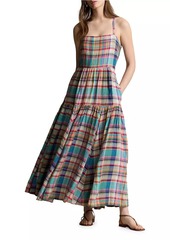Ralph Lauren: Polo Plaid Linen Midi-Dress