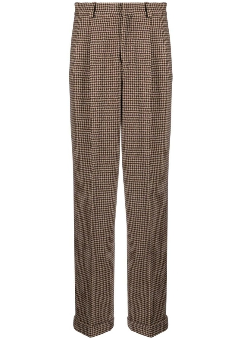 Ralph Lauren: Polo pleat-detail houndstooth-pattern trousers