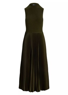 Ralph Lauren: Polo Pleated Sleeveless Mock Turtleneck Midi-Dress