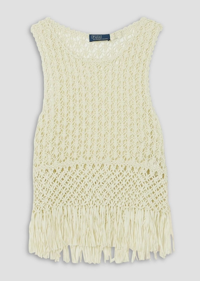 Ralph Lauren: Polo Polo Ralph Lauren - Fringed crocheted and macramé cotton top - White - S