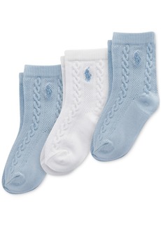 Ralph Lauren: Polo Polo Ralph Lauren Baby Boys 3-Pk. Cable-Knit Socks - Blue