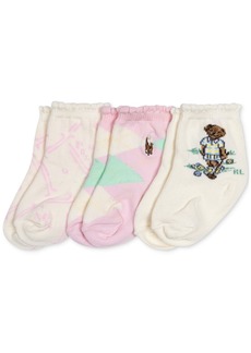 Ralph Lauren: Polo Polo Ralph Lauren Baby Girls 3-Pk. Magnolia Grove Bear Socks - Multi