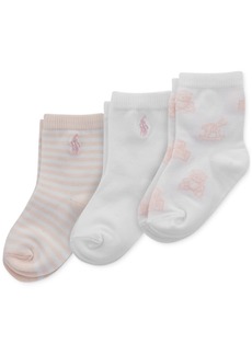 Ralph Lauren: Polo Polo Ralph Lauren Baby Girls 3-Pk. Tossed Bear Socks - Pink