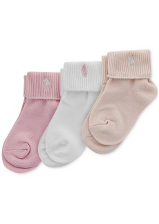 Ralph Lauren: Polo Polo Ralph Lauren Baby Girls 3-Pk. Turn-Cuff Socks - Pink