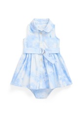 Ralph Lauren: Polo Polo Ralph Lauren Baby Girls Belted Graphic Shirtdress and Bloomer Set - Blue Tie Dye