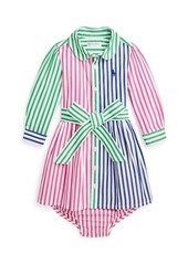 Ralph Lauren: Polo Polo Ralph Lauren Baby Girls Cotton Oxford Fun Shirtdress with Slash and Bloomer Set - Multi