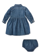 Ralph Lauren: Polo Polo Ralph Lauren Baby Girls Denim Cotton Shirtdress - Blue