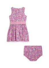 Ralph Lauren: Polo Polo Ralph Lauren Baby Girls Floral Cotton Poplin Dress - Palais Floral Hot Pink