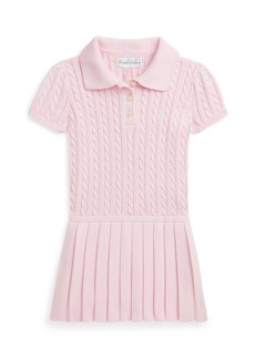 Ralph Lauren: Polo Polo Ralph Lauren Baby Girls Mini Cable Cotton Blend Polo Dress - Hint of Pink with Deckwash White
