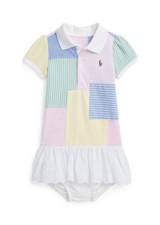 Ralph Lauren: Polo Polo Ralph Lauren Baby Girls Patchwork Mesh Polo Dress - Wickett and Celadon Multi